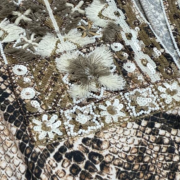 FIGUE Emani Snakeskin-Print Blouson Sleeve Dress Size XS - Picture 13 of 14